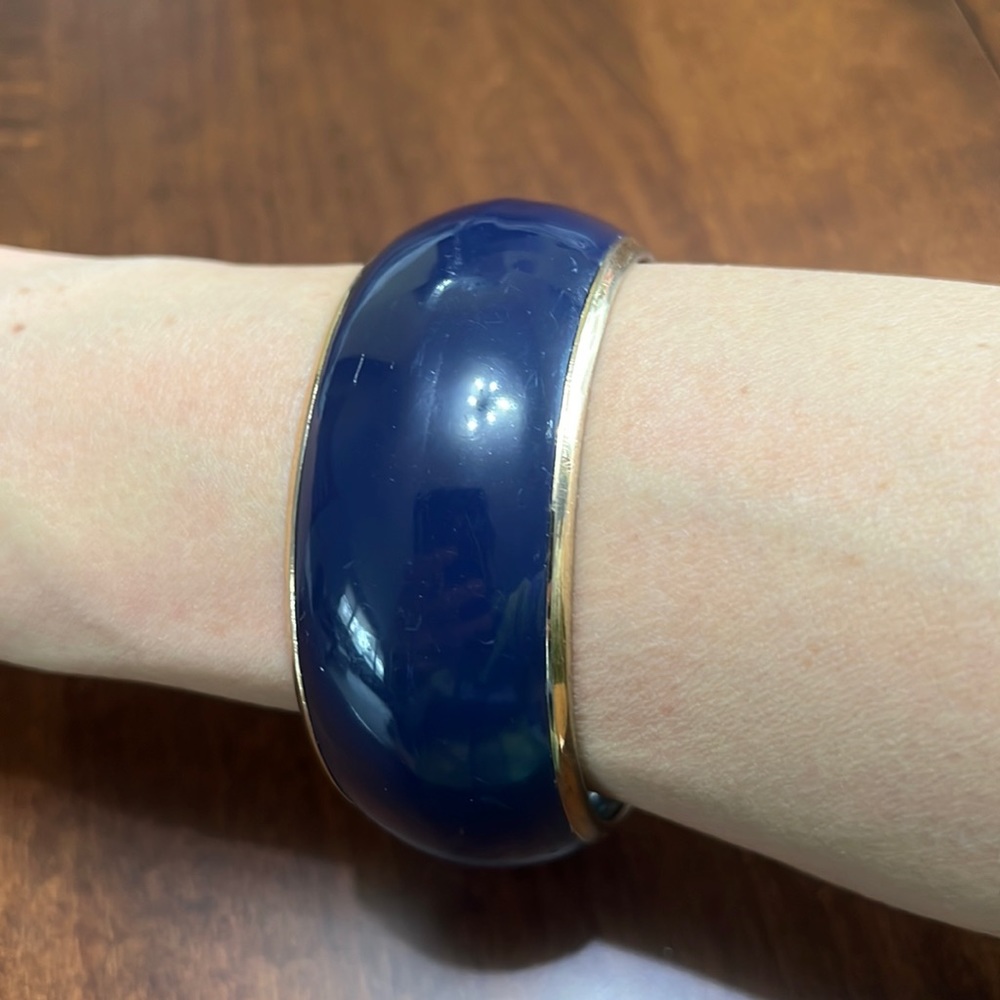 Vintage Silver and Blue Enamel Bangle Bracelet